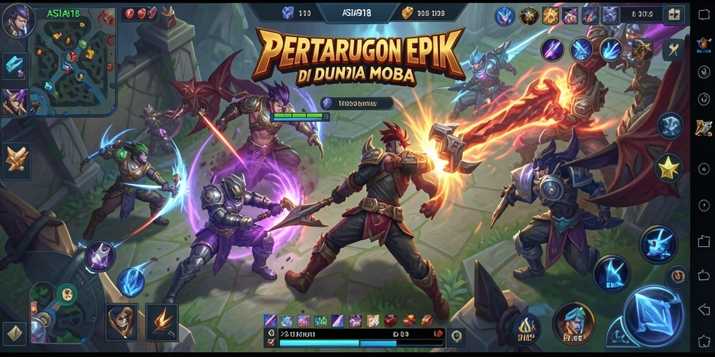 Tampilan gameplay mendebarkan dari ASIA918 yang menunjukkan pertarungan antar karakter.