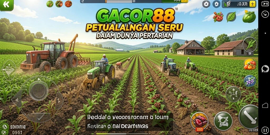 Tampilan gameplay seru GACOR88 dengan aktivitas bertani dan merawat hewan.