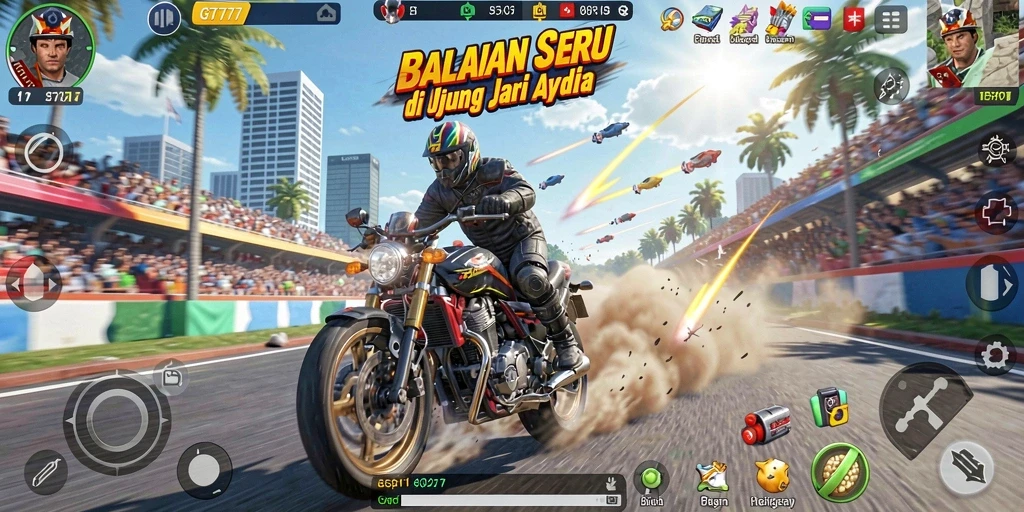 Screenshot GT777 menampilkan aksi balapan yang mendebarkan dan grafis menawan.