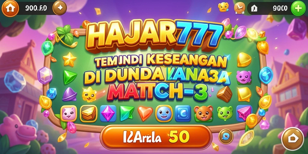 Tampilan utama gameplay HAJAR777 dengan elemen match-3 yang menarik.