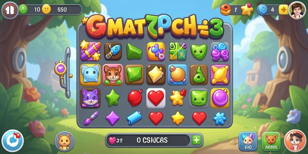 Menampilkan gameplay Match-3 yang mendebarkan di HARAPJP.