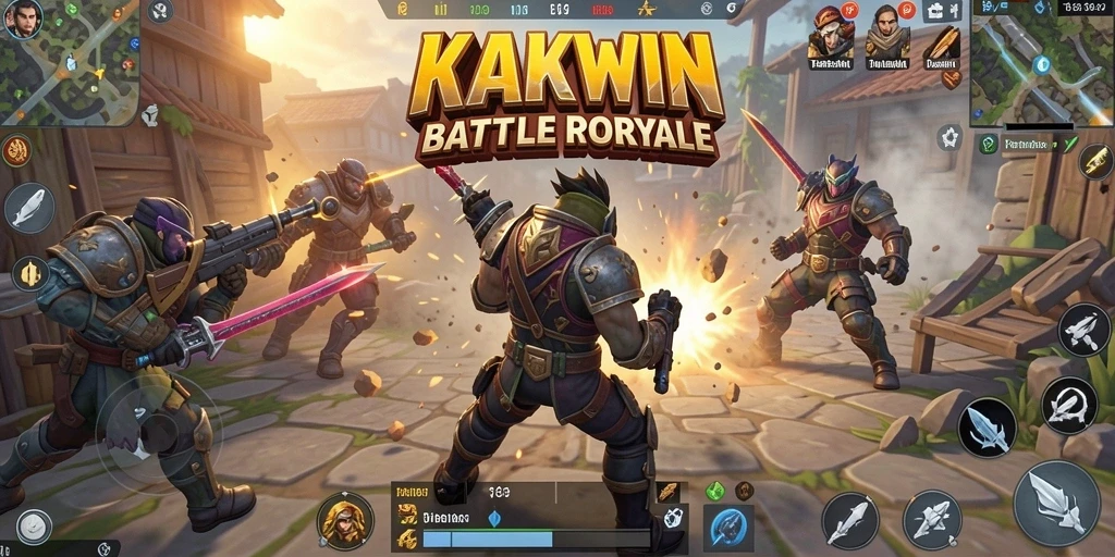 Screenshot KAKWIN menampilkan aksi pertarungan seru di medan pertempuran Battle Royale.