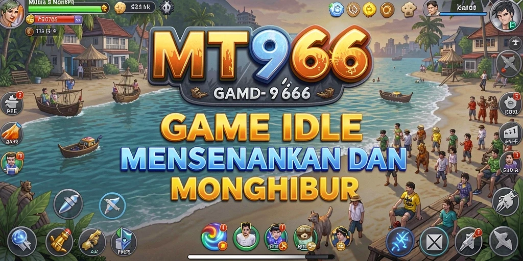 Screenshot MT966 menampilkan karakter yang aktif mengumpulkan sumber daya dalam gameplay Idle.