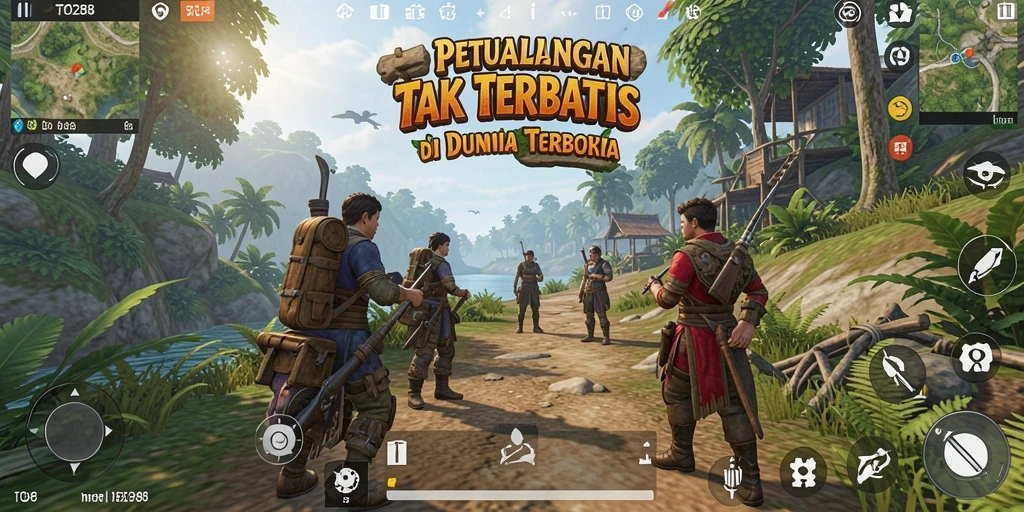 Screenshot utama TO288 menampilkan petualangan seru di dunia terbuka yang spektakuler.