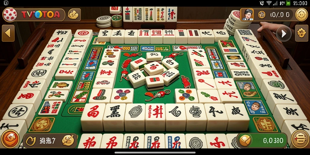 Tangkapan layar gameplay <strong>TVTOTO</strong> yang menampilkan aksi Mahjong yang seru.