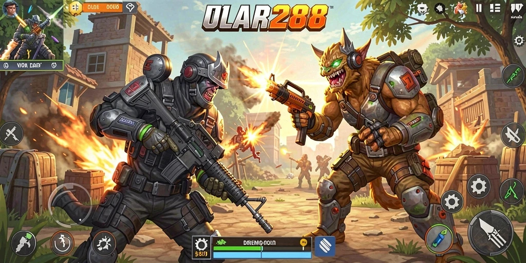 Tampilan gameplay ULAR288 dalam suasana Battle Royale yang intens.