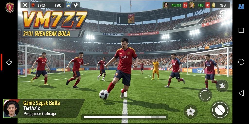 Tampilan gameplay VM777 yang memukau dengan aksi sepak bola nyata.